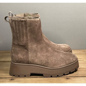 Vince Camuto Women's Neframes Platform Ankle Boots Size 5.5 Brown Suede Zip Up